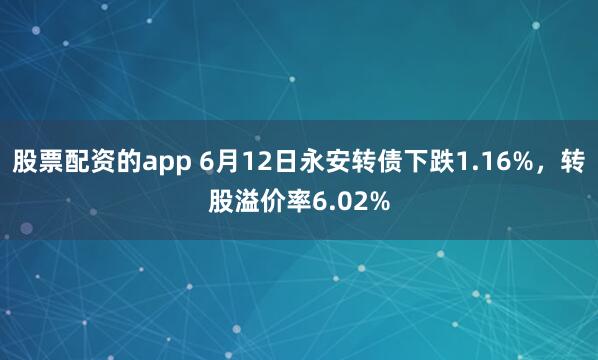 股票配资的app 6月12日永安转债下跌1.16%，转股溢价率6.02%