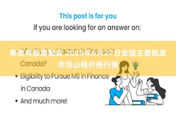 哪里有股票配资 2025年6月27日全国主要批发市场山楂价格行情