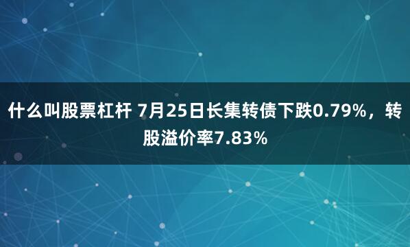 什么叫股票杠杆 7月25日长集转债下跌0.79%，转股溢价率7.83%