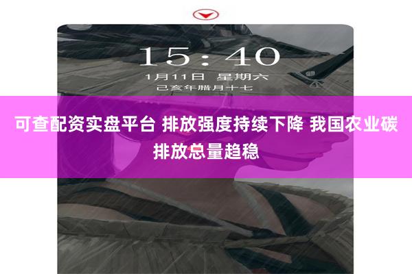 可查配资实盘平台 排放强度持续下降 我国农业碳排放总量趋稳