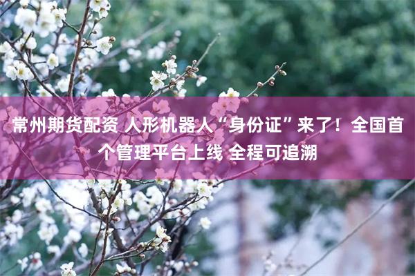 常州期货配资 人形机器人“身份证”来了！全国首个管理平台上线 全程可追溯