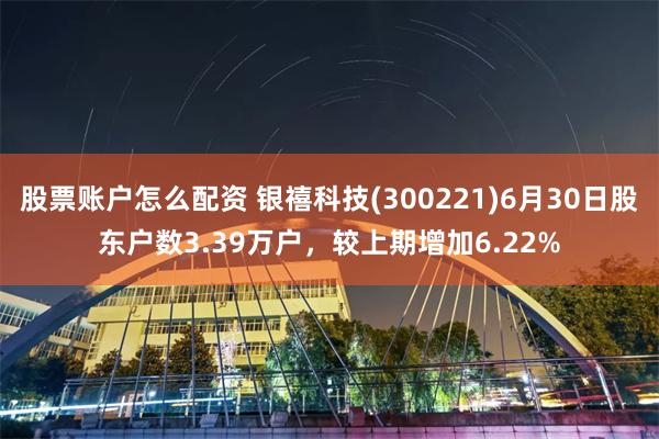 股票账户怎么配资 银禧科技(300221)6月30日股东户数3.39万户，较上期增加6.22%